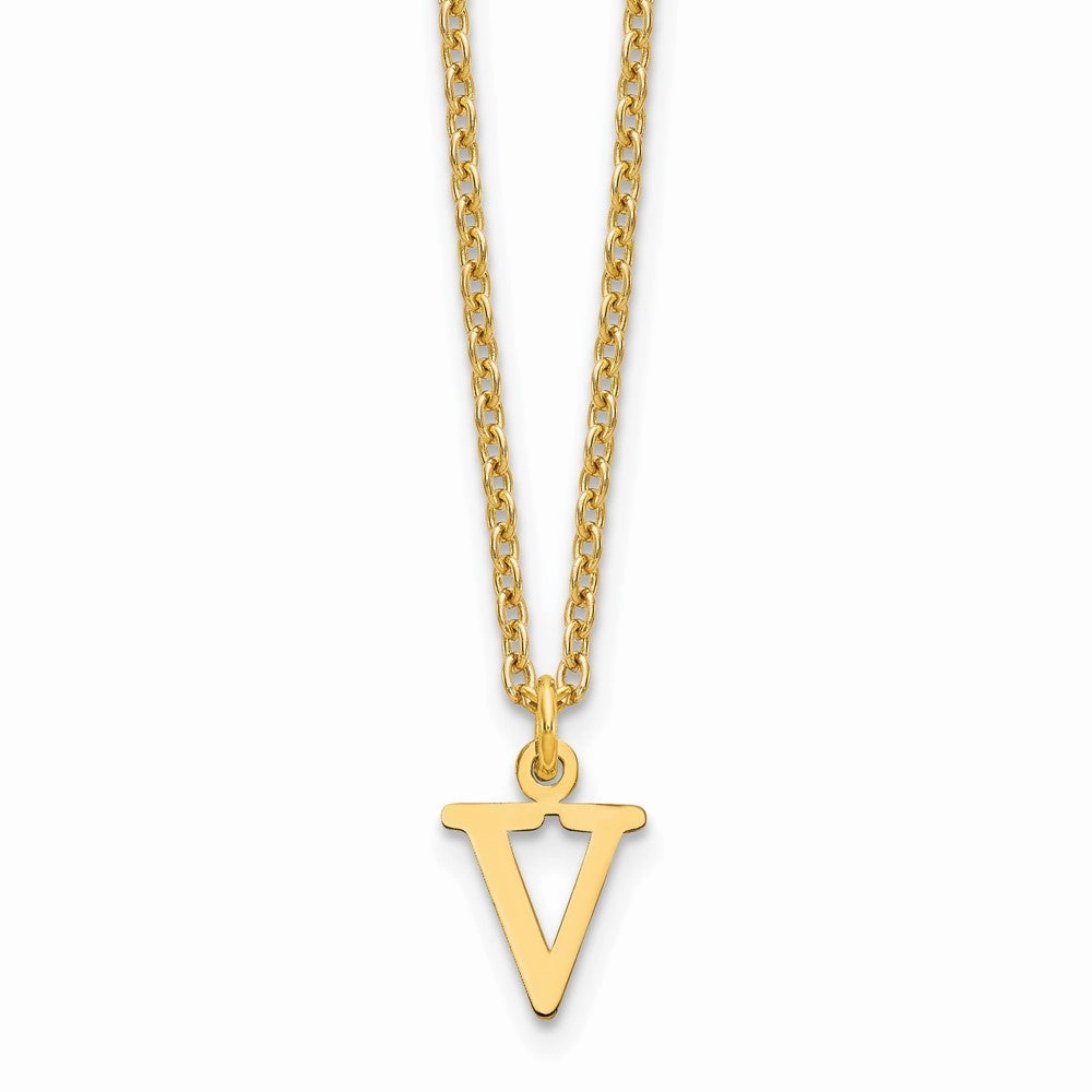 Sterling Silver Gold-plated Cutout Letter V Initial Necklace