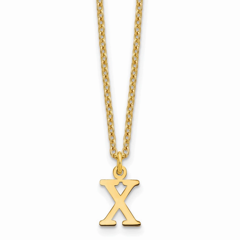Sterling Silver Gold-plated Cutout Letter X Initial Necklace
