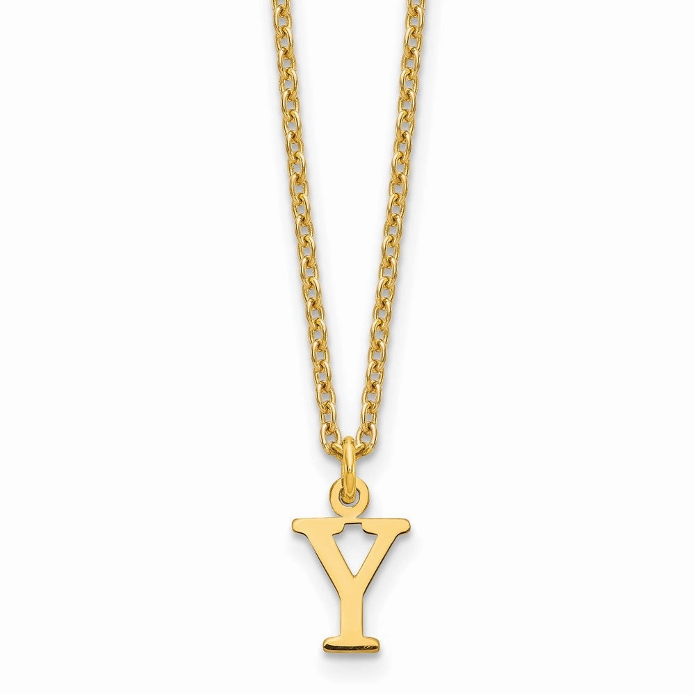 Sterling Silver Gold-plated Cutout Letter Y Initial Necklace