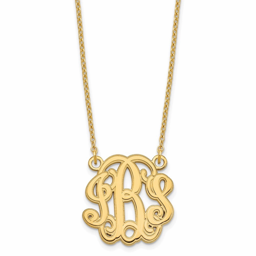 Sterling Silver/Gold-plated Etched Monogram Necklace