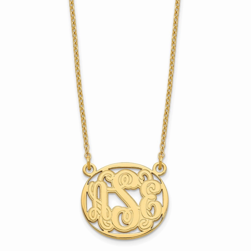 Sterling Silver/Gold-plated Etched Oval Monogram Necklace