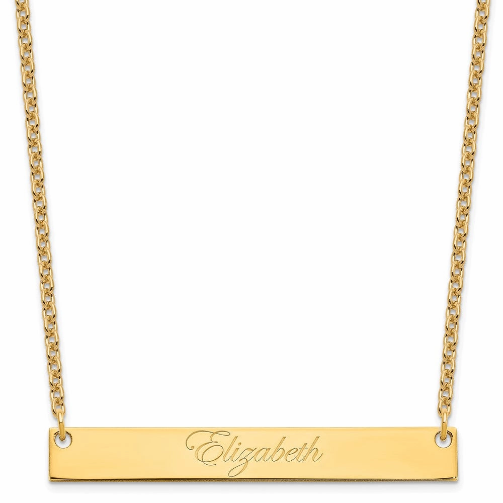 Sterling Silver/Gold-plated Large EDWARDIAN SCRIPT Bar Necklace