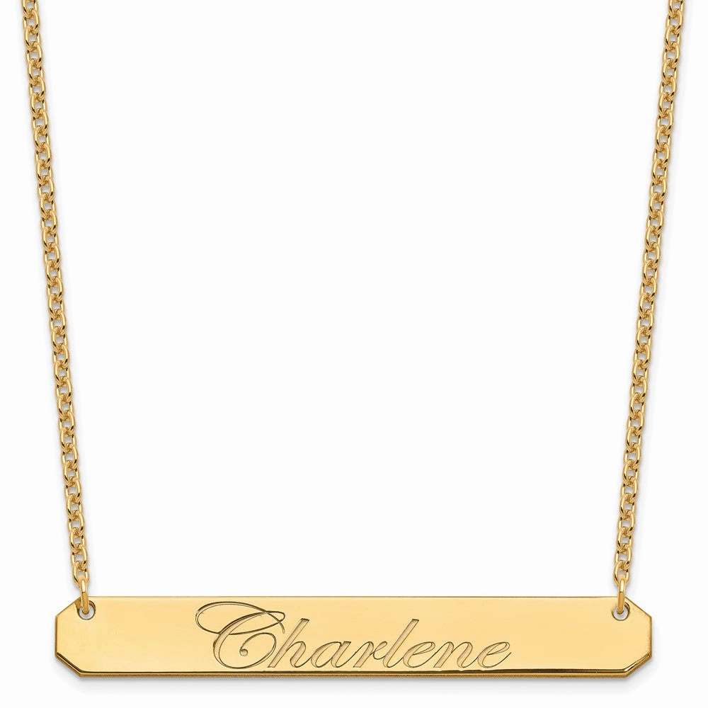 Sterling Silver/Gold-plated Large EDWARDIAN SCRIPT Bar Necklace