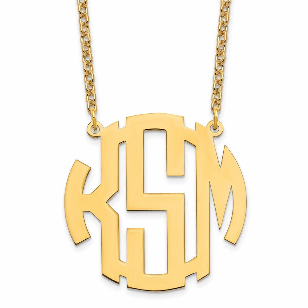 Sterling silver/Gold-plated Large Round Monogram Necklace