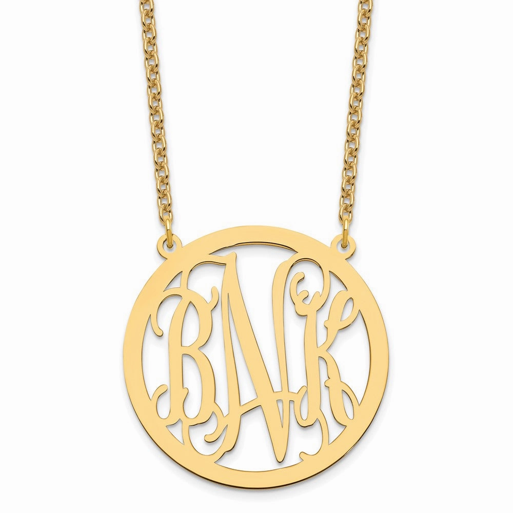 Sterling Silver/Gold-plated Large Round Monogram Pendant