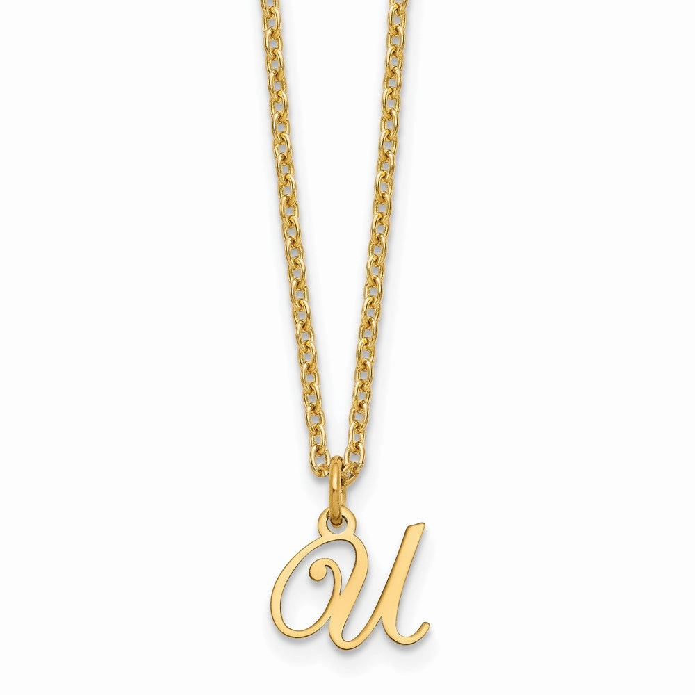 Sterling Silver Gold-plated Letter U Initial Necklace