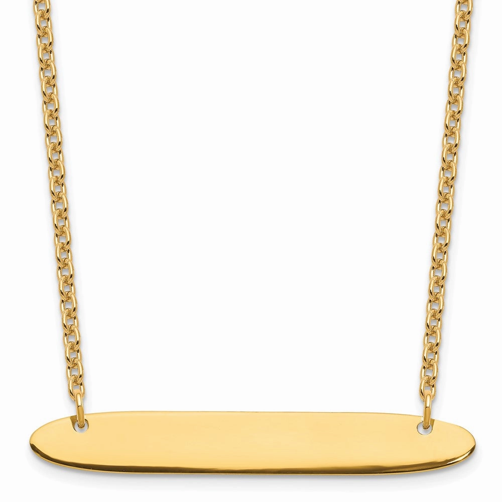 Sterling Silver/Gold-plated Medium Oblong Blank Bar Necklace