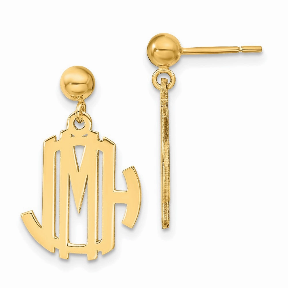 Sterling Silver/Gold-plated Monogram Dangle Earrings
