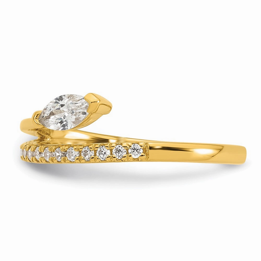 Sterling Silver Gold-plated Polished Fancy Marquise and Round CZ Size 6 Ring