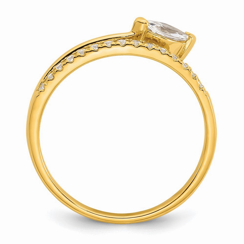 Sterling Silver Gold-plated Polished Fancy Marquise and Round CZ Size 6 Ring