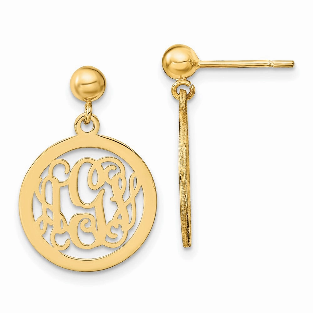 Sterling Silver/Gold-plated Round Monogram Dangle Earrings