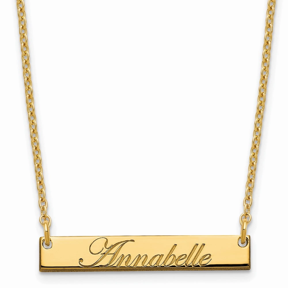 Sterling Silver/Gold-plated Small EDWARDIAN SCRIPT Bar Necklace