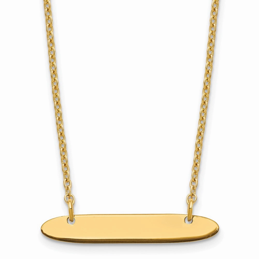Sterling Silver/Gold-plated Small Oblong Blank Bar Necklace