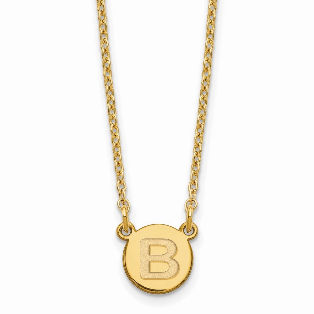 Sterling Silver Gold-plated Tiny Circle Block Letter B Initial Necklace