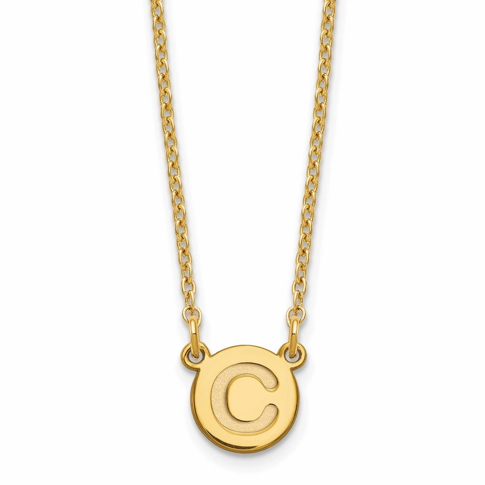 Sterling Silver Gold-plated Tiny Circle Block Letter C Initial Necklace
