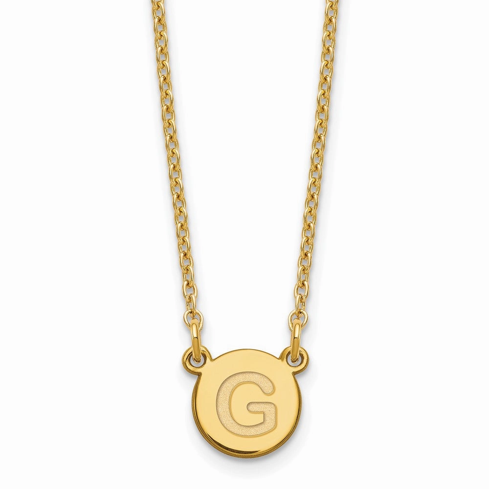 Sterling Silver Gold-plated Tiny Circle Block Letter G Initial Necklace