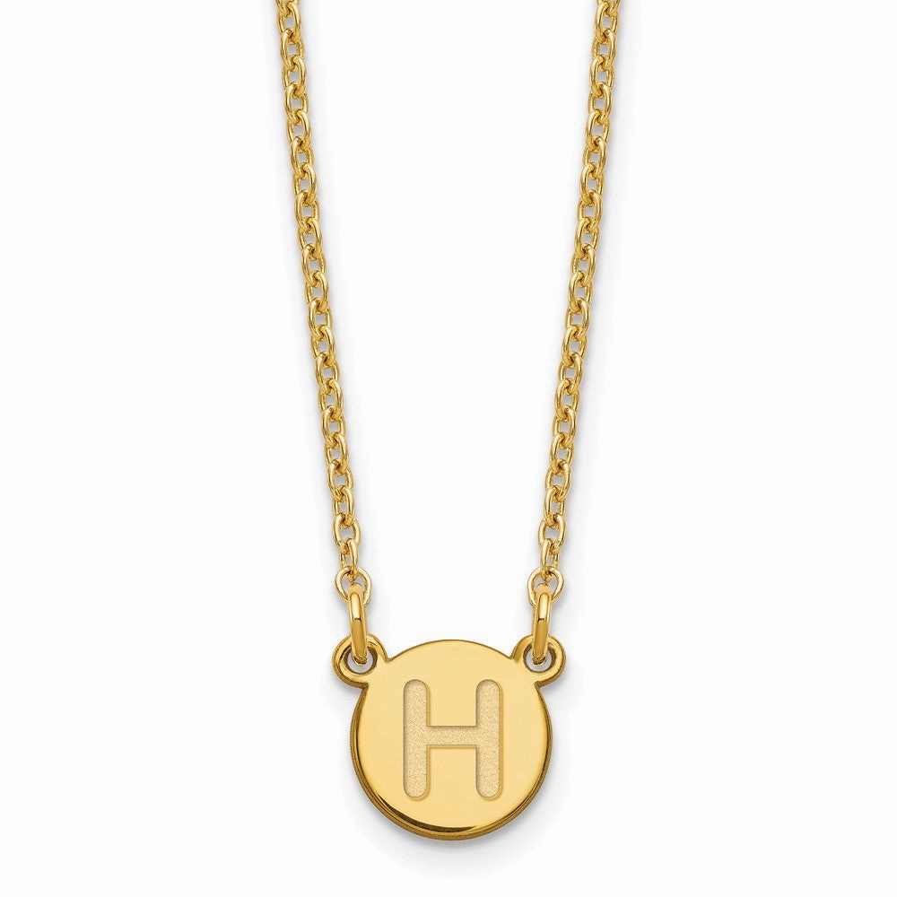 Sterling Silver Gold-plated Tiny Circle Block Letter H Initial Necklace