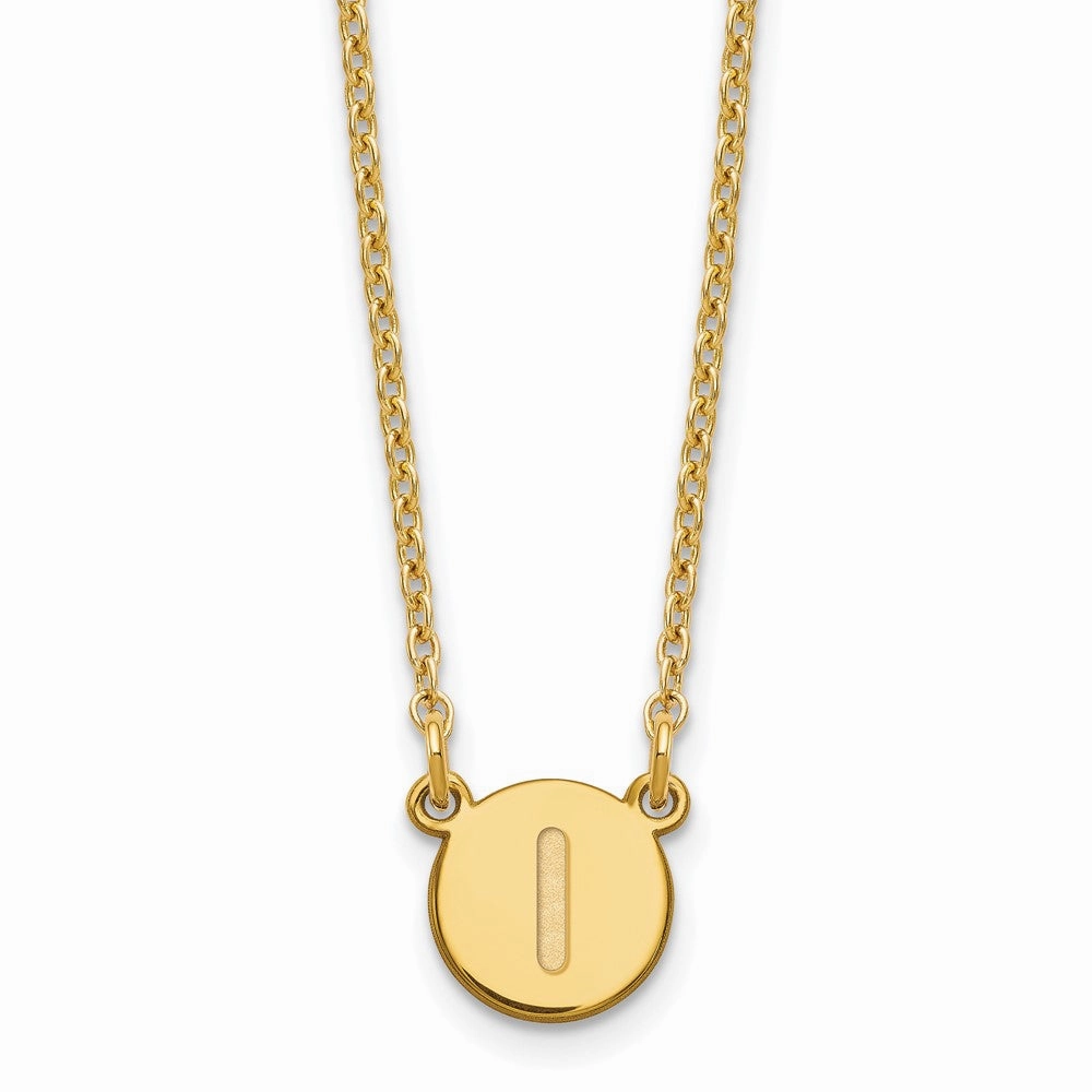 Sterling Silver Gold-plated Tiny Circle Block Letter I Initial Necklace