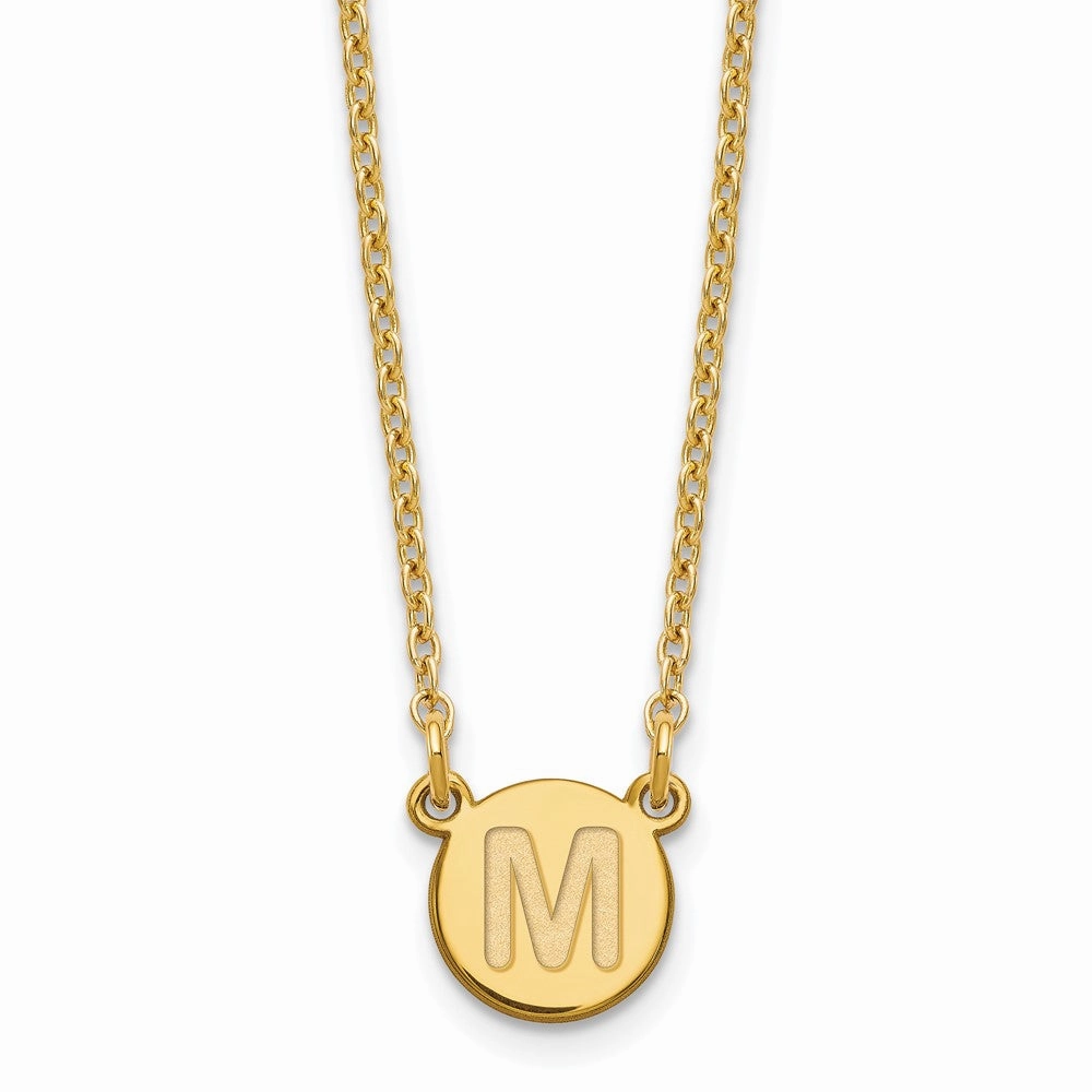 Sterling Silver Gold-plated Tiny Circle Block Letter M Initial Necklace