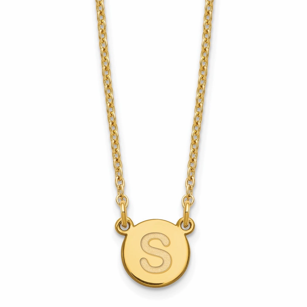 Sterling Silver Gold-plated Tiny Circle Block Letter S Initial Necklace