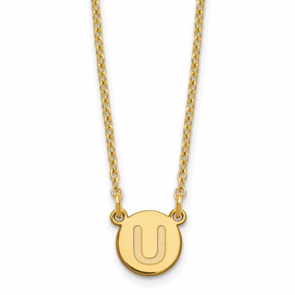 Sterling Silver Gold-plated Tiny Circle Block Letter U Initial Necklace