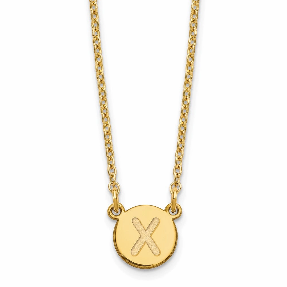 Sterling Silver Gold-plated Tiny Circle Block Letter X Initial Necklace