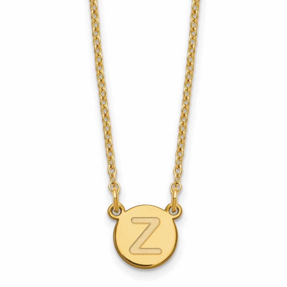 Sterling Silver Gold-plated Tiny Circle Block Letter Z Initial Necklace