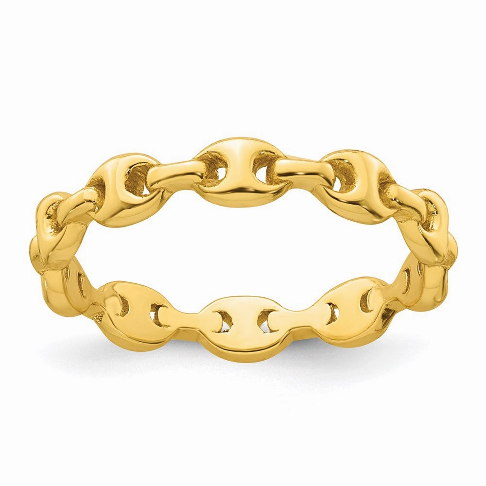 Sterling Silver Gold-tone Polished Mariner Link Size 6 Ring