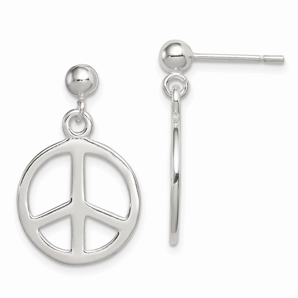 Sterling Silver Peace Sign Dangle Earrings