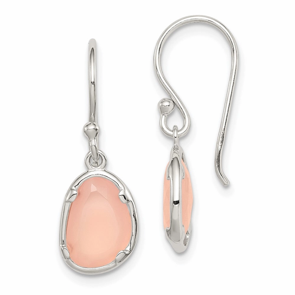 Sterling Silver Pink Chalcedony Dangle Earrings