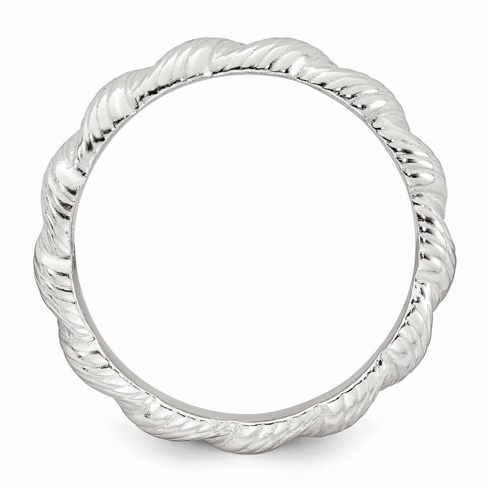 Sterling Silver Polished and Grooved Twisted Band Size 6 Ring