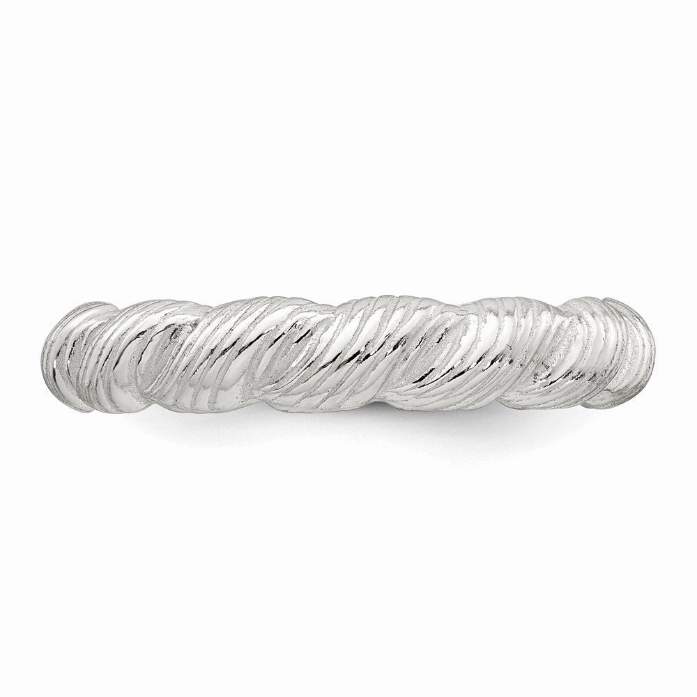 Sterling Silver Polished and Grooved Twisted Band Size 6 Ring