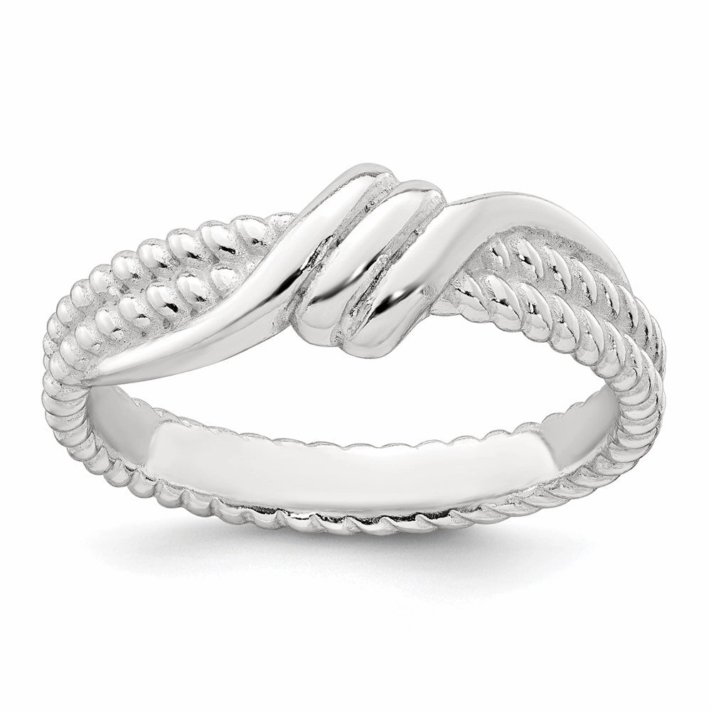 Sterling Silver Polished and Textured Fancy Twisted Size 6 Ring