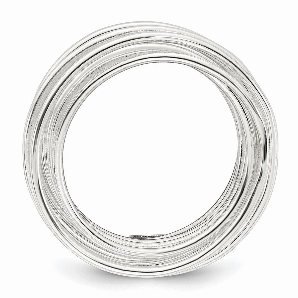 Sterling Silver Polished and Wrapped Spring Size 6 Flexible Ring