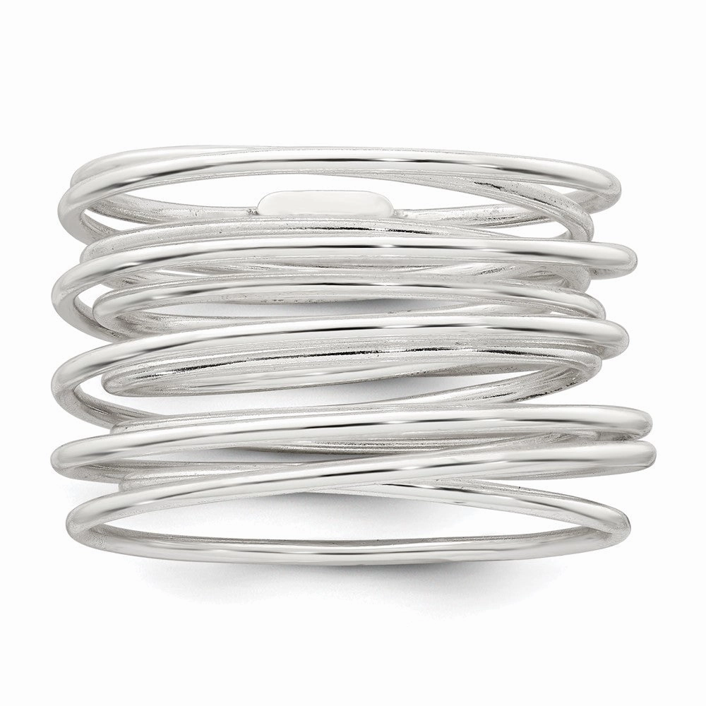 Sterling Silver Polished and Wrapped Spring Size 6 Flexible Ring