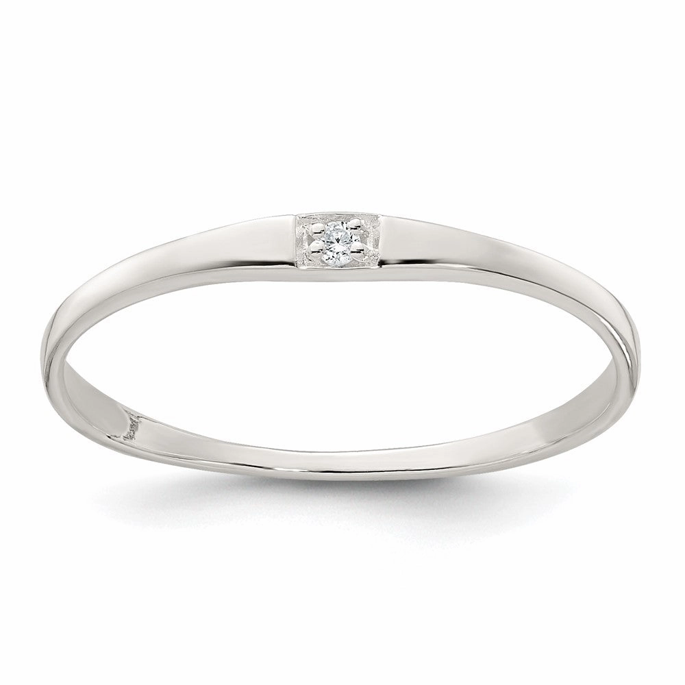 Sterling Silver Polished CZ 1.5mm Band Size 6 Ring