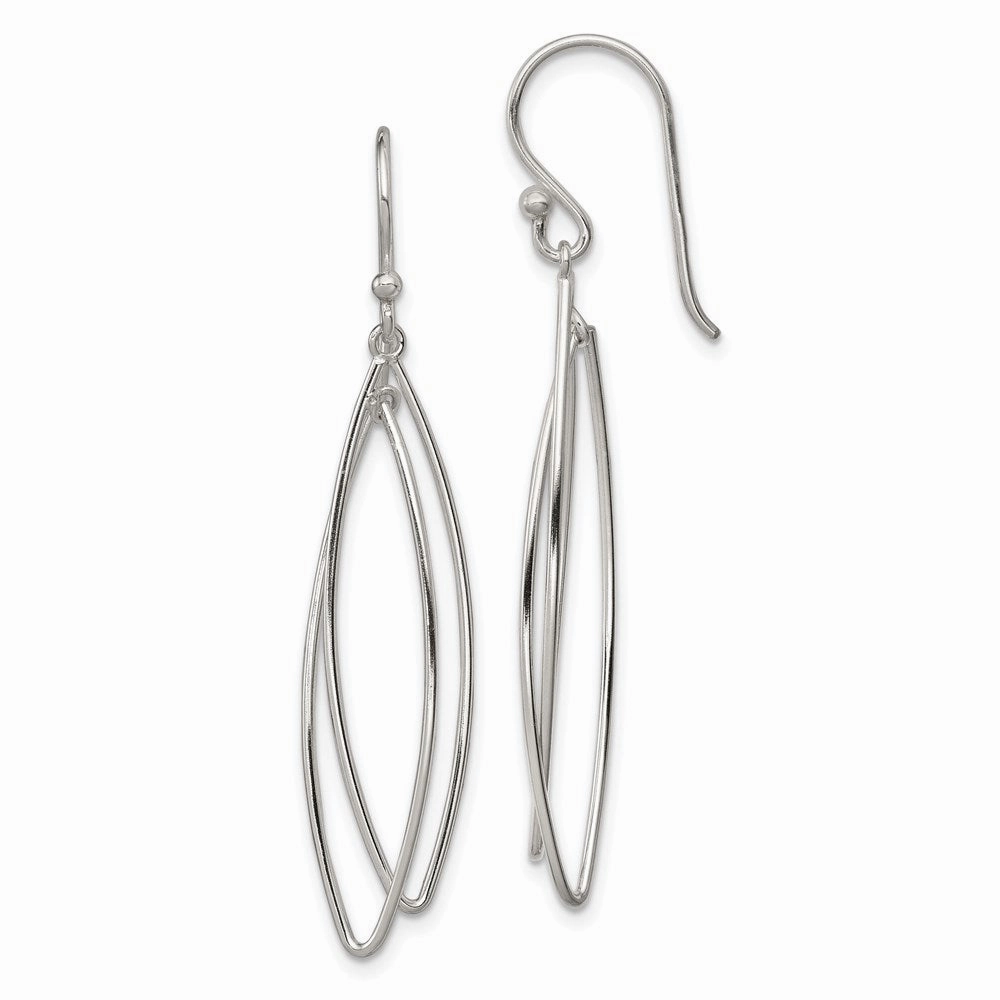 Sterling Silver Polished Double Marquise Shape Dangle Earrings