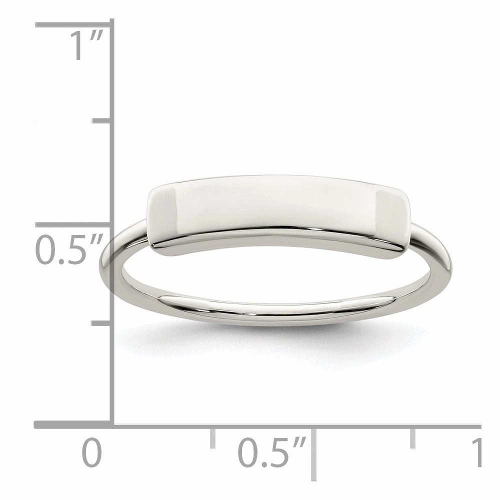 Sterling Silver Polished Engraveable Top Ring