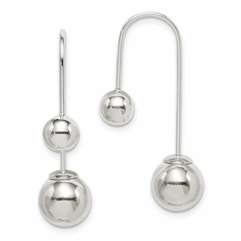 Sterling Silver Polished Front and Back Dangle Earrings