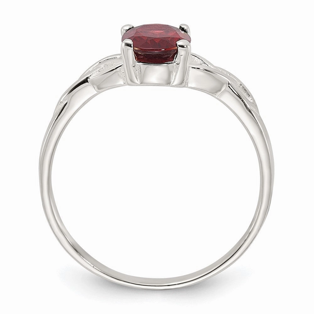 Sterling Silver Polished Garnet Ring