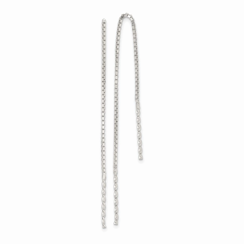 Sterling Silver Polished Twisted Spiral Bar Threader Earrings