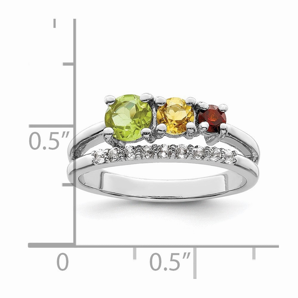 Sterling Silver RH-plated 1.02t.w. PE/CI/GA/WT Bypass Ring