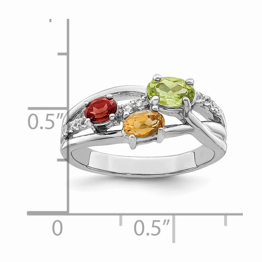 Sterling Silver RH-plated 1.08t.w. PE/CI/GA/WT Ring