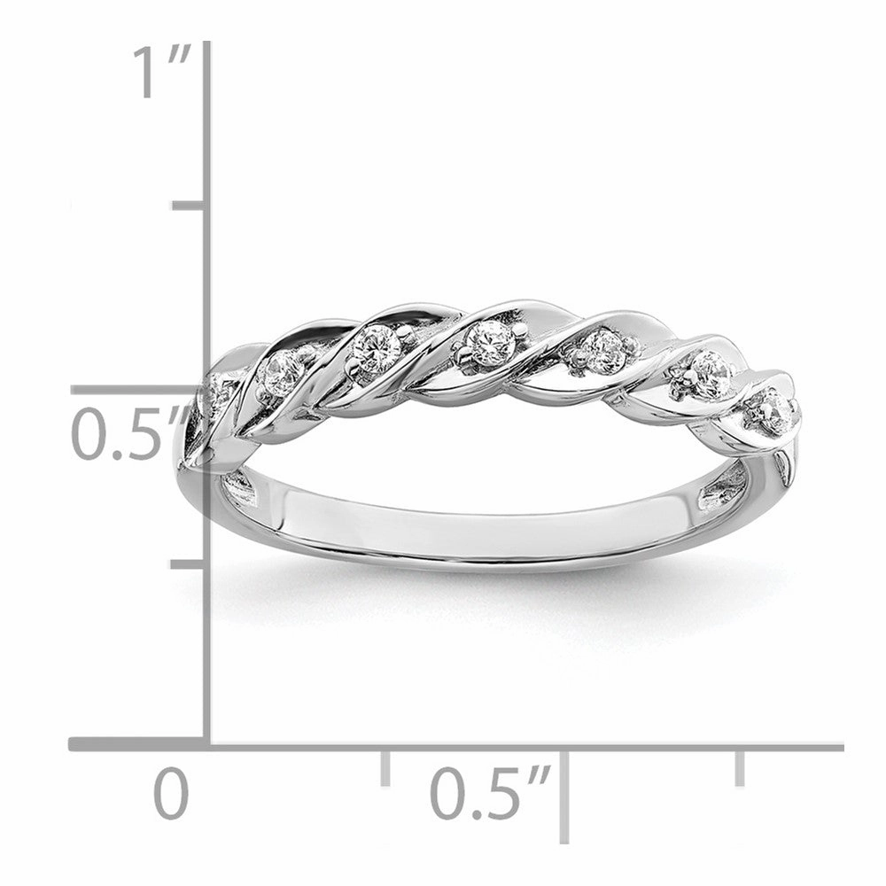 Sterling Silver RH Polished CZ Twisted Ring