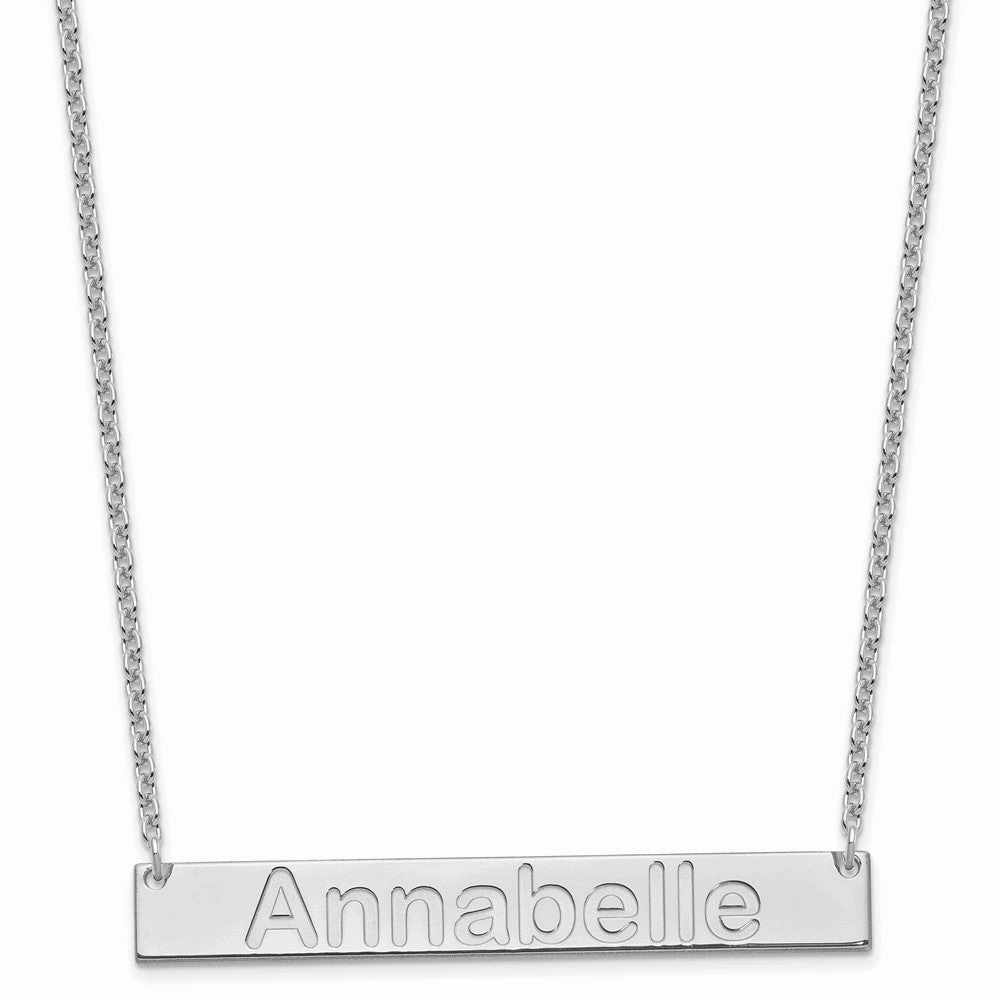 Sterling Silver/Rhod-plated Large ARIAL ROUNDED Bar Necklace
