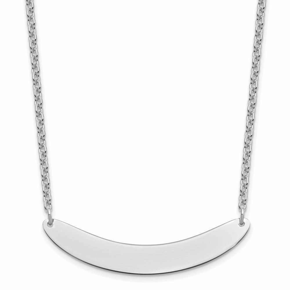 Sterling Silver/Rhod-plated Medium Curved Blank Bar Necklace