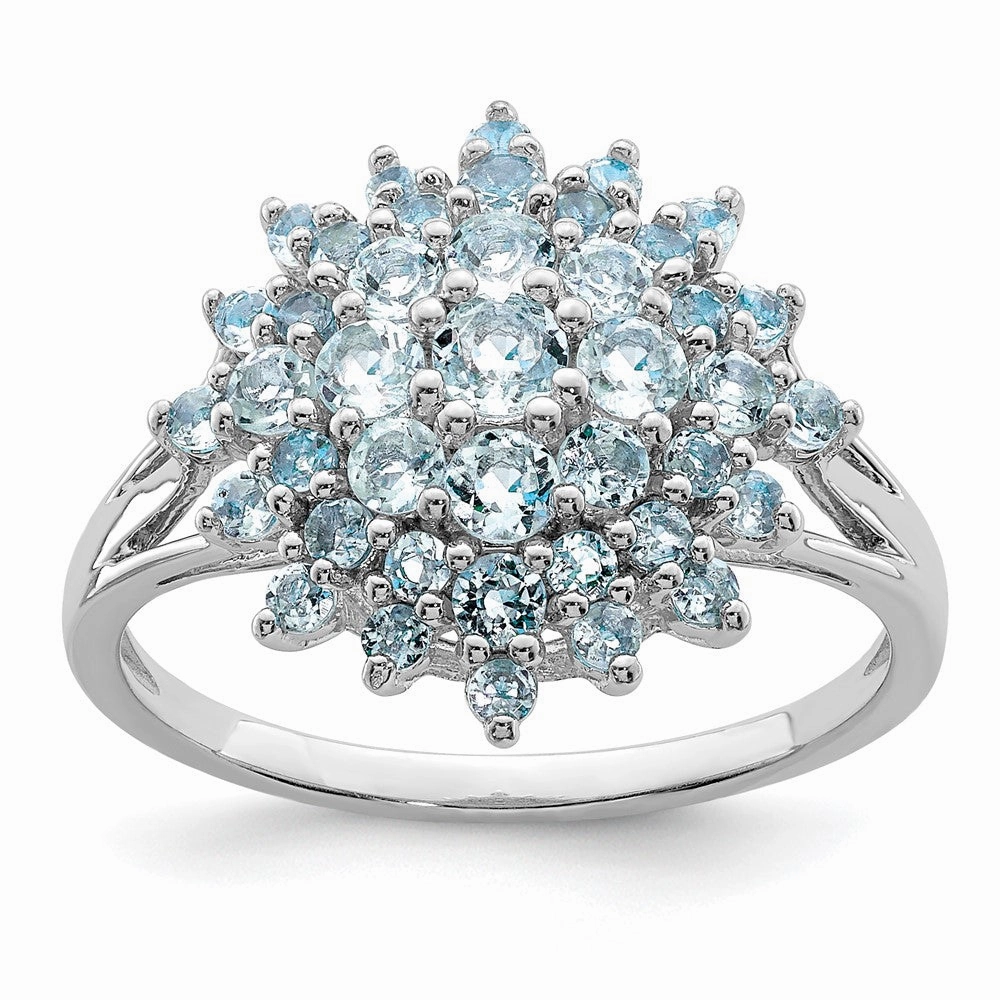Sterling Silver Rhodium Aquamarine Ring
