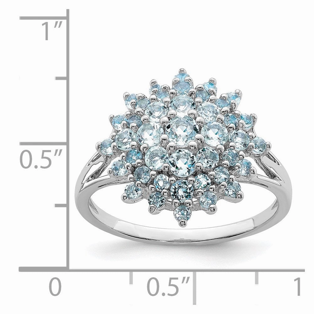 Sterling Silver Rhodium Aquamarine Ring