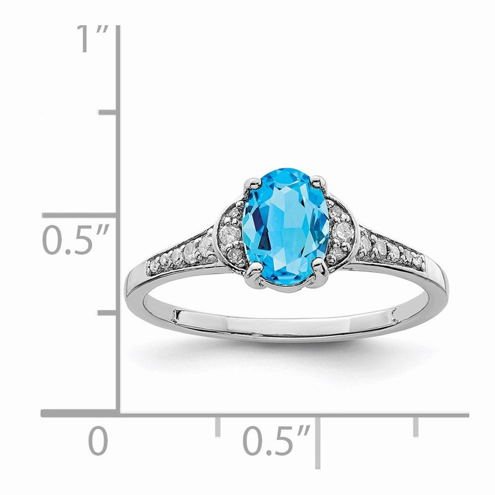 Sterling Silver Rhodium Blue Topaz & Diam. Ring
