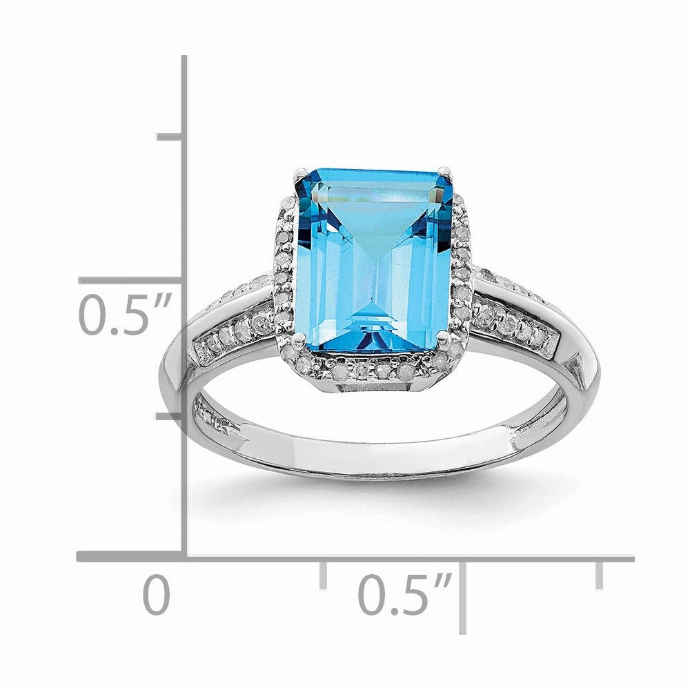 Sterling Silver Rhodium Blue Topaz & Diam. Ring